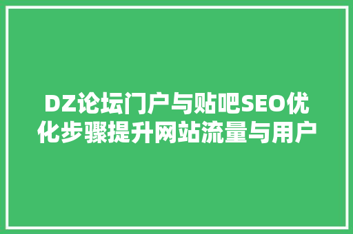 DZ论坛门户与贴吧SEO优化步骤提升网站流量与用户体验