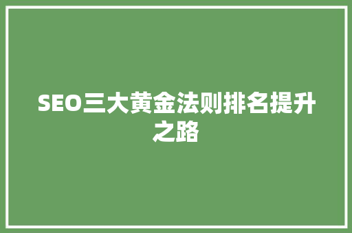 SEO三大黄金法则排名提升之路