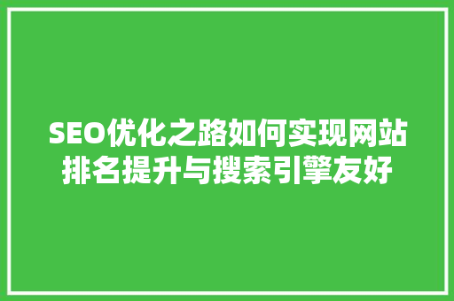 SEO优化之路如何实现网站排名提升与搜索引擎友好