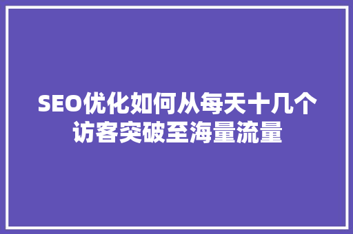 SEO优化如何从每天十几个访客突破至海量流量