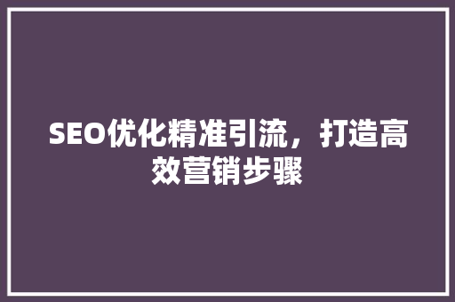 SEO优化精准引流，打造高效营销步骤