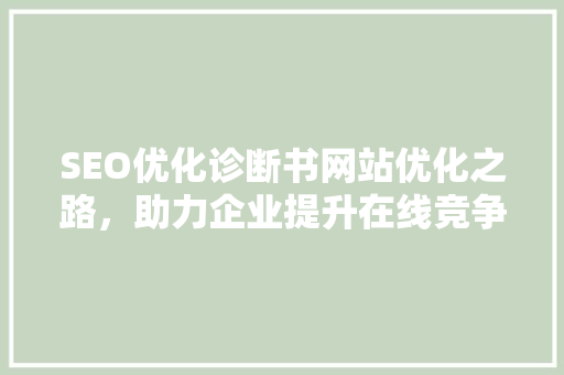 SEO优化诊断书网站优化之路，助力企业提升在线竞争力