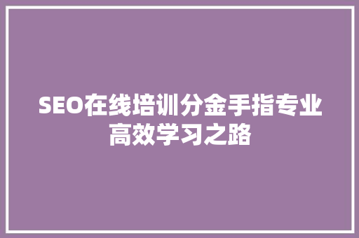 SEO在线培训分金手指专业高效学习之路