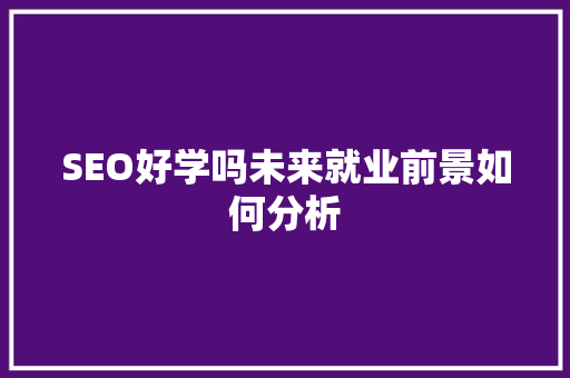 SEO好学吗未来就业前景如何分析
