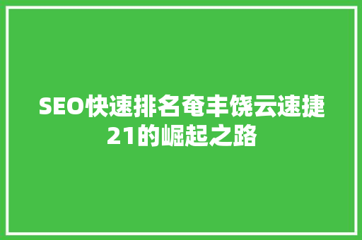 SEO快速排名奄丰饶云速捷21的崛起之路