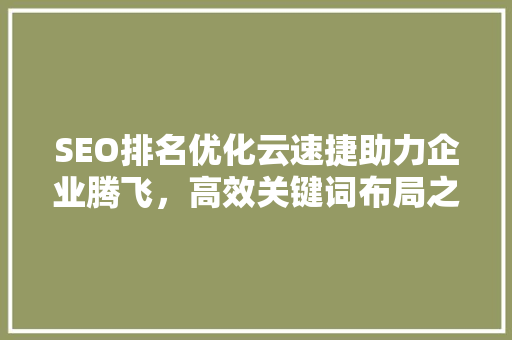 SEO排名优化云速捷助力企业腾飞，高效关键词布局之路