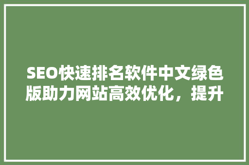 SEO快速排名软件中文绿色版助力网站高效优化，提升在线竞争力