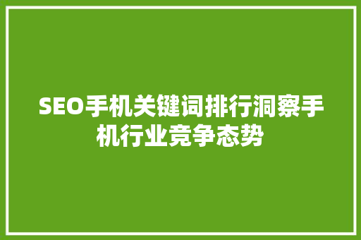 SEO手机关键词排行洞察手机行业竞争态势