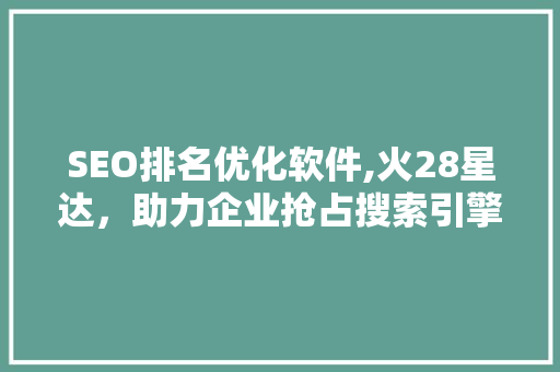 SEO排名优化软件,火28星达，助力企业抢占搜索引擎高地