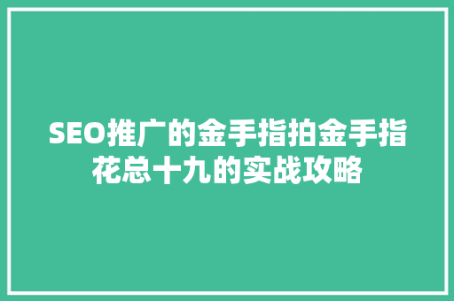 SEO推广的金手指拍金手指花总十九的实战攻略