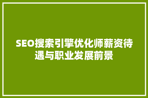 SEO搜索引擎优化师薪资待遇与职业发展前景