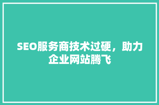 SEO服务商技术过硬，助力企业网站腾飞