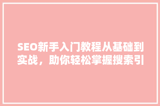 SEO新手入门教程从基础到实战，助你轻松掌握搜索引擎优化方法