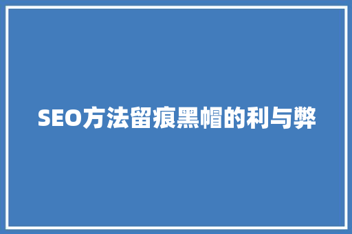 SEO方法留痕黑帽的利与弊
