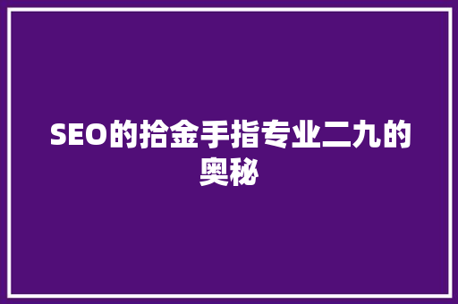 SEO的拾金手指专业二九的奥秘