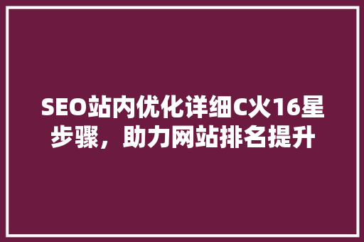 SEO站内优化详细C火16星步骤，助力网站排名提升