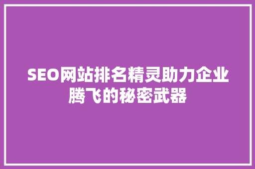 SEO网站排名精灵助力企业腾飞的秘密武器