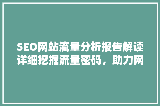 SEO网站流量分析报告解读详细挖掘流量密码，助力网站优化