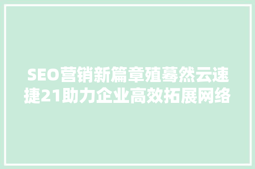 SEO营销新篇章殖蓦然云速捷21助力企业高效拓展网络市场