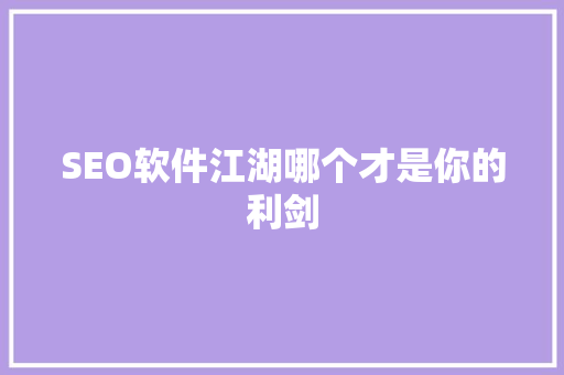 SEO软件江湖哪个才是你的利剑