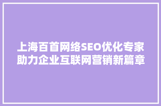 上海百首网络SEO优化专家助力企业互联网营销新篇章