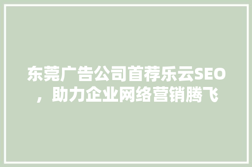 东莞广告公司首荐乐云SEO，助力企业网络营销腾飞