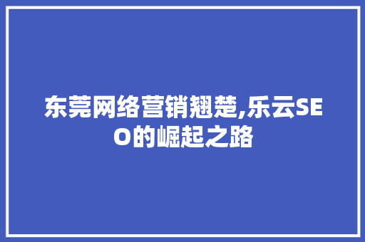 东莞网络营销翘楚,乐云SEO的崛起之路