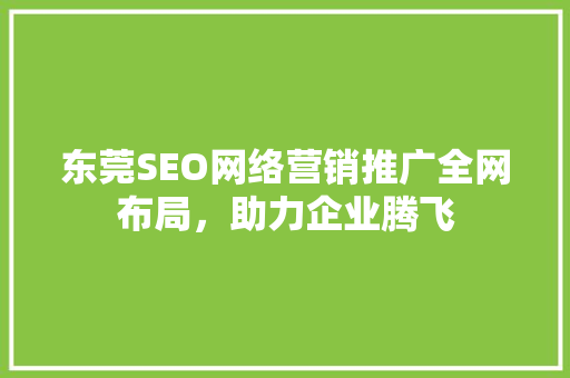 东莞SEO网络营销推广全网布局，助力企业腾飞