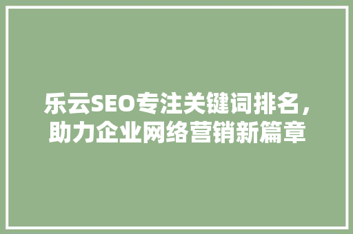 乐云SEO专注关键词排名，助力企业网络营销新篇章