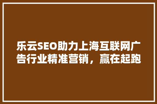 乐云SEO助力上海互联网广告行业精准营销，赢在起跑线