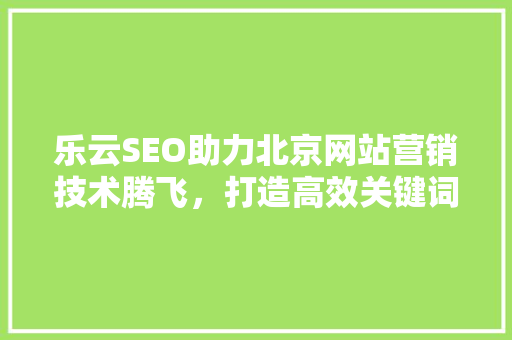 乐云SEO助力北京网站营销技术腾飞，打造高效关键词布局步骤