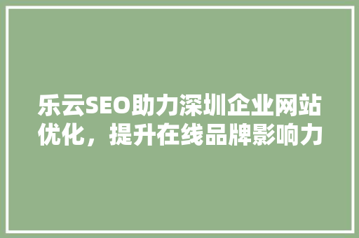 乐云SEO助力深圳企业网站优化，提升在线品牌影响力