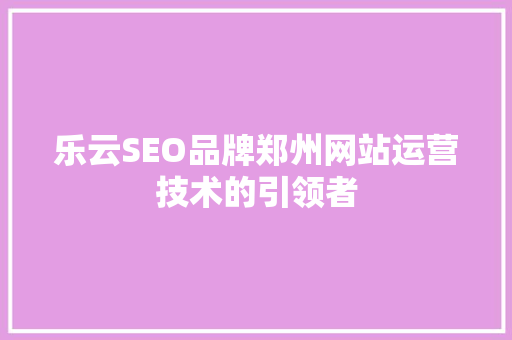 乐云SEO品牌郑州网站运营技术的引领者