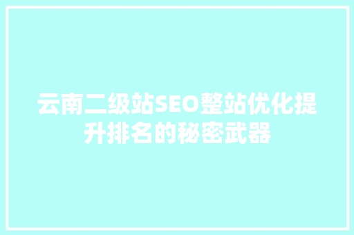 云南二级站SEO整站优化提升排名的秘密武器