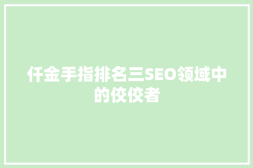 仟金手指排名三SEO领域中的佼佼者