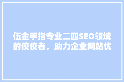 伍金手指专业二四SEO领域的佼佼者，助力企业网站优化之路