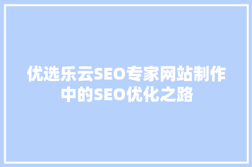 优选乐云SEO专家网站制作中的SEO优化之路