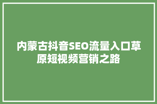 内蒙古抖音SEO流量入口草原短视频营销之路