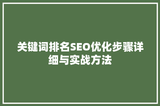关键词排名SEO优化步骤详细与实战方法