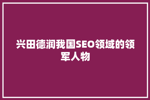 兴田德润我国SEO领域的领军人物