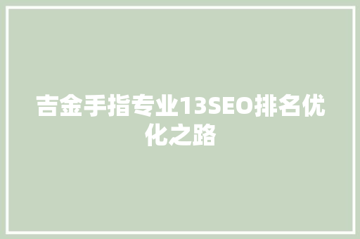 吉金手指专业13SEO排名优化之路
