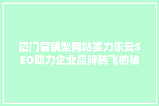 厦门营销型网站实力乐云SEO助力企业品牌腾飞的秘密武器