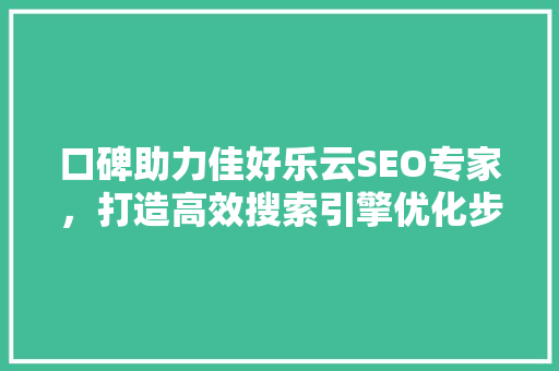 口碑助力佳好乐云SEO专家，打造高效搜索引擎优化步骤
