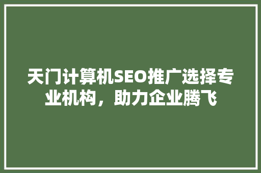 天门计算机SEO推广选择专业机构，助力企业腾飞