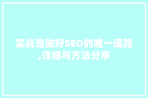 实战是做好SEO的唯一道路,详细与方法分享