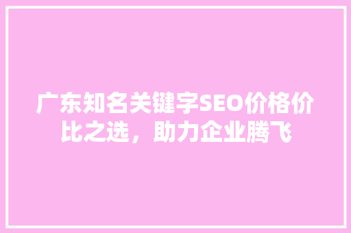 广东知名关键字SEO价格价比之选，助力企业腾飞