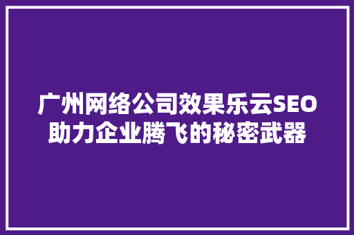 广州网络公司效果乐云SEO助力企业腾飞的秘密武器