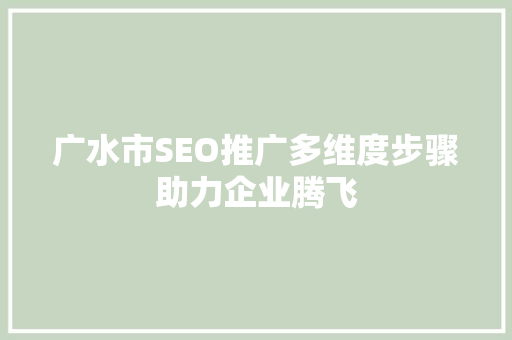 广水市SEO推广多维度步骤助力企业腾飞
