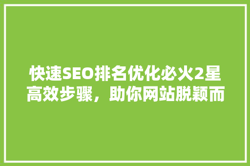 快速SEO排名优化必火2星高效步骤，助你网站脱颖而出