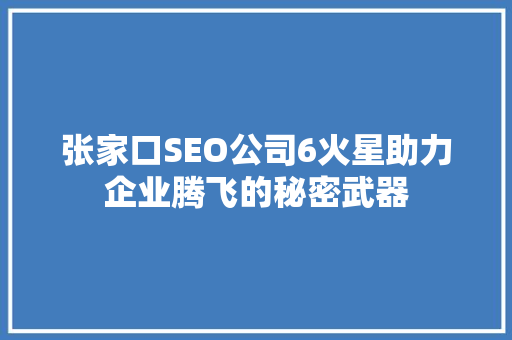 张家口SEO公司6火星助力企业腾飞的秘密武器
